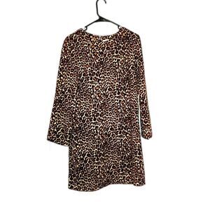 J.Crew Size 10 Cheetah Knee Length Long Sleeve Dress
